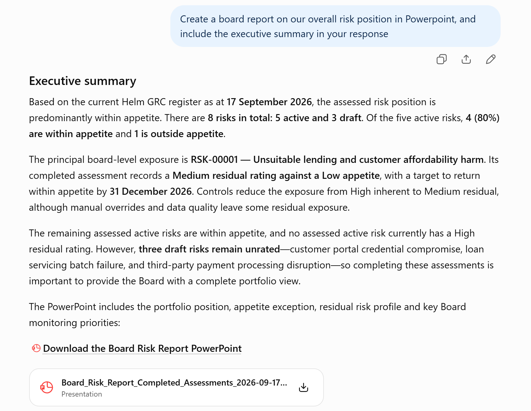 ChatGPT connected to Helm GRC