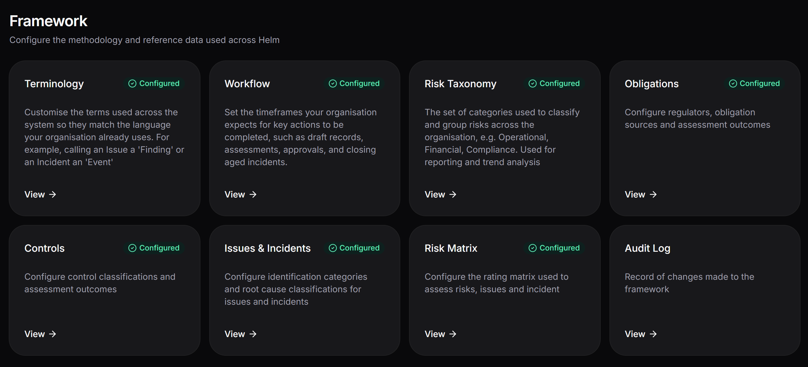 Helm framework configuration hub